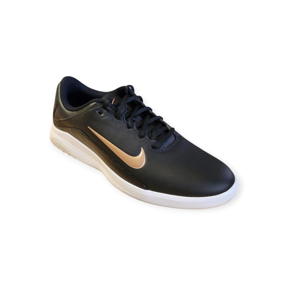 NEW Nike Vapor Fitsole Golf Sneaker Shoes Black Gold Vegan Leather Women 9